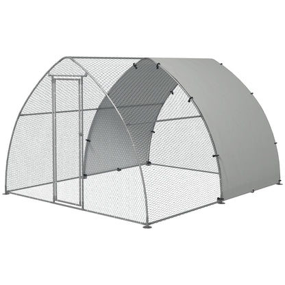 PawHut Galvanised Outdoor Chicken Coop, with Cover, for 8-12 Chickens, Hens, Ducks, Rabbits, 3 x 3.8 x 2.2m - Silver Tone