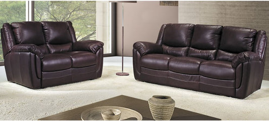 Fedra Brown Leather 3+2 Sofa Set With Wooden Legs Newtrend Available In A Range Of Leathers And Colours 10 Yr Frame 10 Yr Pocket Sprung 5 Yr Foam Warranty