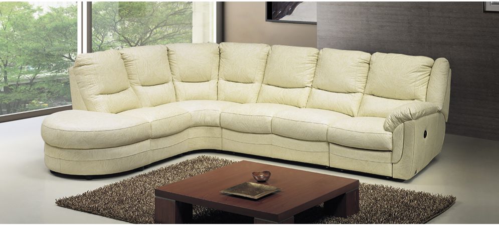 LHF Leather Electric Recliner Corner Sofa - Fedra Cream, Customizable Colors & Leathers, 10-Year Frame Warranty