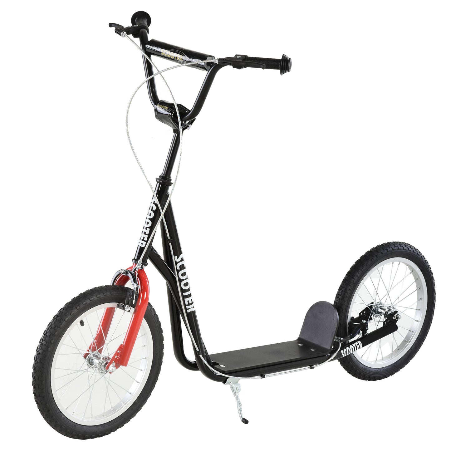 HOMCOM ick Scooters for Kids with Adjustable Height, Anti-Slip Deck, Dual Brakes, Rubber Tyres, for Boys and Girls Aged 5+ Years Old - Black