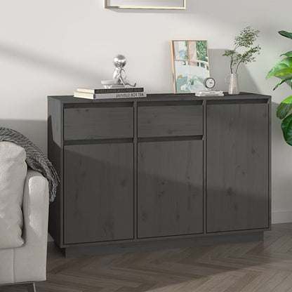 Flavius Pinewood Sideboard With 3 Doors 2 Drawers In Grey