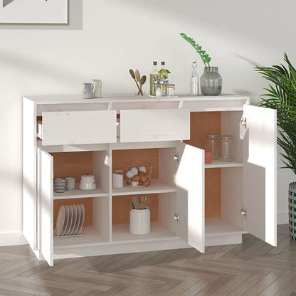 Flavius Pinewood Sideboard With 3 Doors 2 Drawers In White