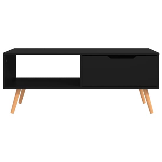 Modern Black Wooden Coffee Table with Drawer for Living Room Storage