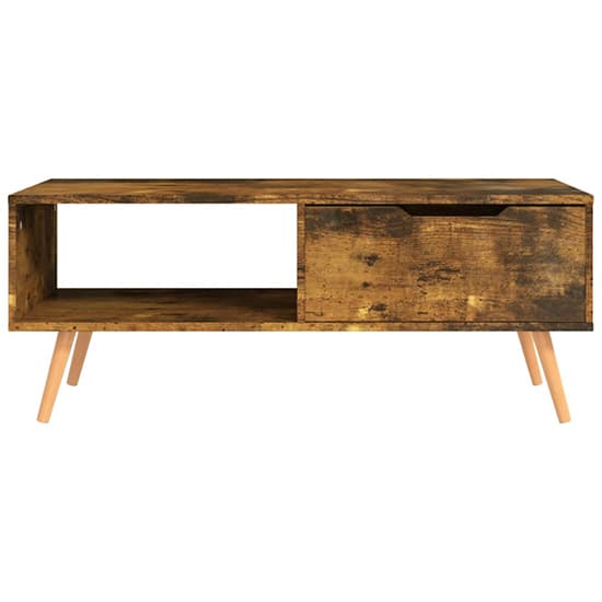 FURCO Floria Smoked Oak Coffee Table with Drawer for Modern Living Rooms