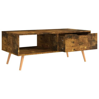 FURCO Floria Smoked Oak Coffee Table with Drawer for Modern Living Rooms