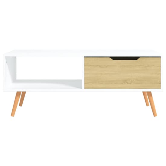 Floria White and Sonoma Oak Coffee Table with Drawer for Modern Living Rooms