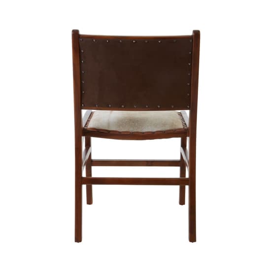 Formosa Natural Leather Dining Chair In Wooden Brown Frame