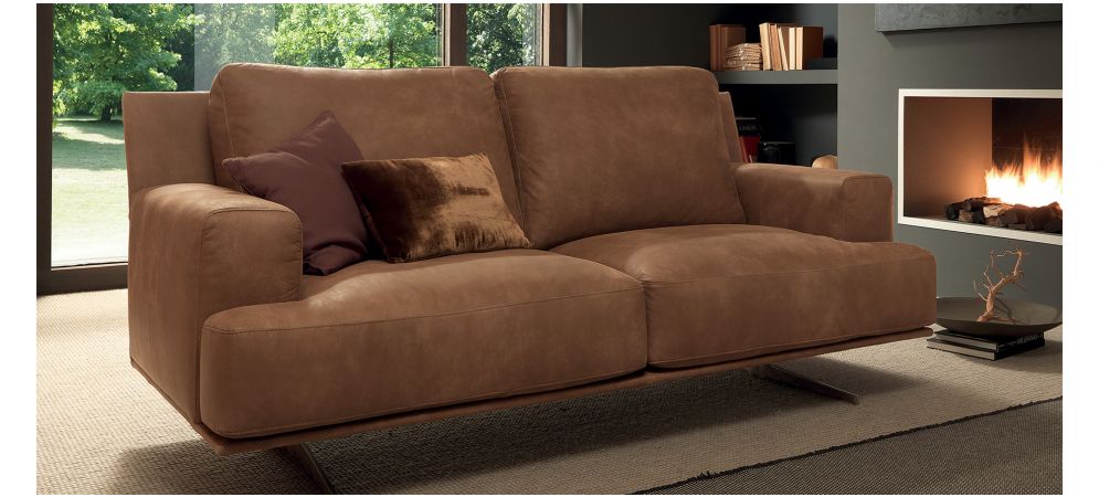 Foster Brown Suede 3+2 Sofa Set With Chrome Legs Newtrend Available In A Range Of Leathers And Colours 10 Yr Frame 10 Yr Pocket Sprung 5 Yr Foam Warranty