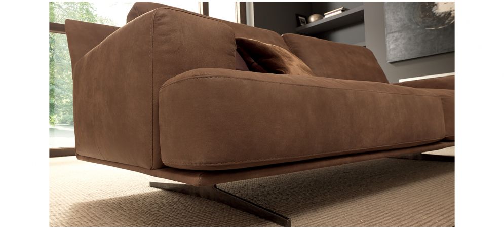 Foster Brown Suede 3+2 Sofa Set With Chrome Legs Newtrend Available In A Range Of Leathers And Colours 10 Yr Frame 10 Yr Pocket Sprung 5 Yr Foam Warranty