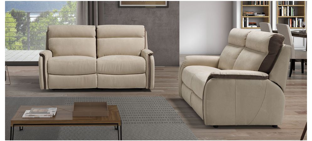 Fox Cream Fabric Electric Recliner Sofa Set - 3 + 2 Configuration, Hardwood Frame, 10-Year Warranty on Frame and Pocket Springs, Available in Various Leathers and Colors