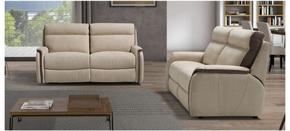 Fox Cream Fabric Electric Recliner Sofa Set - 3 + 2 Configuration, Hardwood Frame, 10-Year Warranty on Frame and Pocket Springs, Available in Various Leathers and Colors