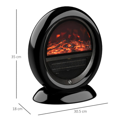 HOMCOM reestanding Electric Fireplace Indoor Space Table Top Heater with Realistic Flame Effect, Rotatable Head, Overheating Protection, 1500W, Black