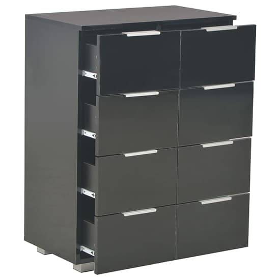 Friso High Gloss Chest Of 8 Drawers In Black