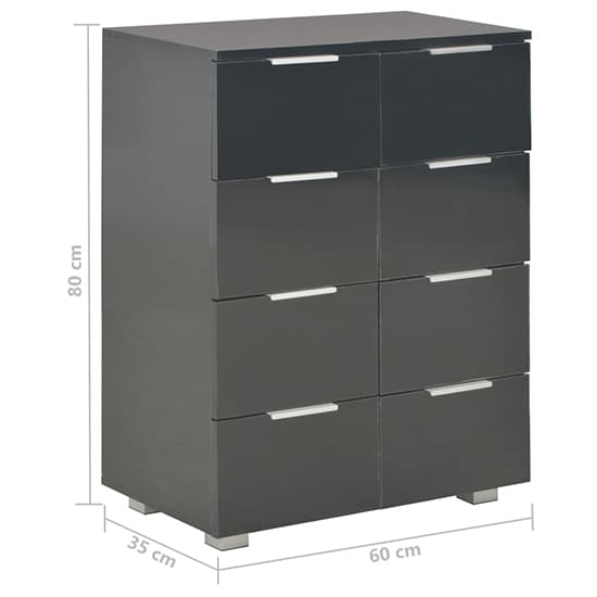 Friso High Gloss Chest Of 8 Drawers In Black