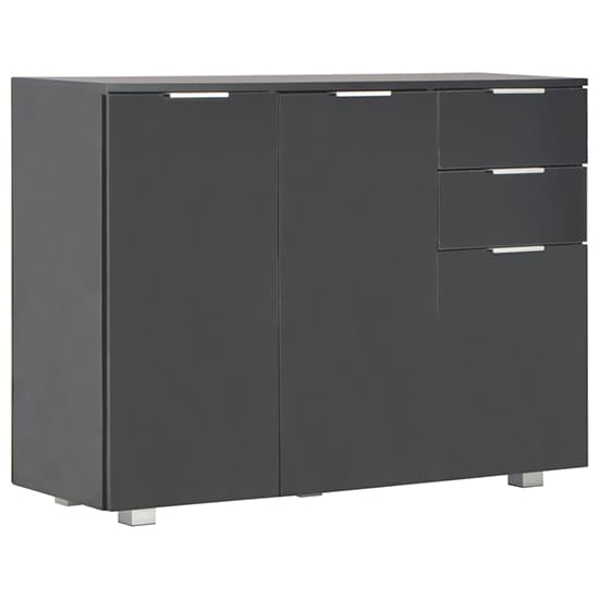 Friso High Gloss Sideboard With 3 Doors 2 Drawers In Black