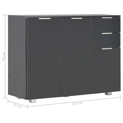 Friso High Gloss Sideboard With 3 Doors 2 Drawers In Black