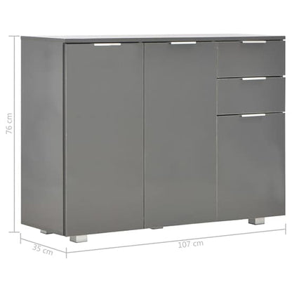 Friso High Gloss Sideboard With 3 Doors 2 Drawers In Grey