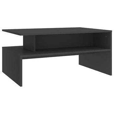 Modern Grey Wooden Coffee Table with Shelf for Living Room Storage