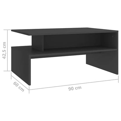 Modern Grey Wooden Coffee Table with Shelf for Living Room Storage