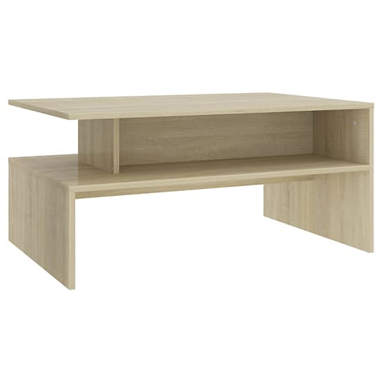 Sonoma Oak Fritzi Wooden Coffee Table with Lower Shelf for Living Room