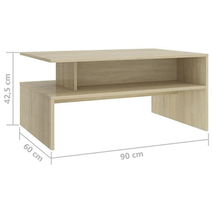 Sonoma Oak Fritzi Wooden Coffee Table with Lower Shelf for Living Room