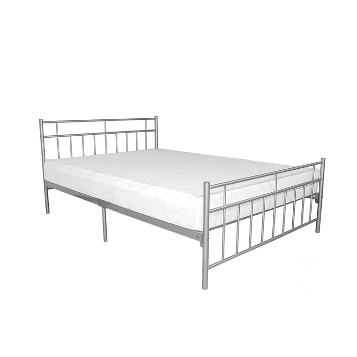 Melrose Silver Metal Small Double Bed Frame with Reinforced Centre Legs - 4ft Size