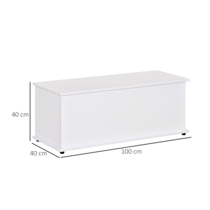 HOMCOM ooden Storage Box Clothes Toy Chest Bench Seat Ottoman Bedding Blanket Trunk Container with Lid - White