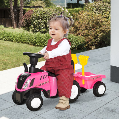 HOMCOM ide-On Tractor, Toddler Walker, Foot-to-Floor Slide, for Ages 1-3 Years - Pink