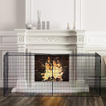 HOMCOM xtendable Fire Guard Screen, Freestanding Fire Screen Spark Guard, Folding Fireplace Cover, Wire Mesh, 81.5-160cm, Black