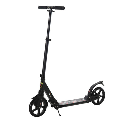 HOMCOM olding Kick Scooter 2 Big Wheels Teens Adult 14+ Adjustable Ride On Black