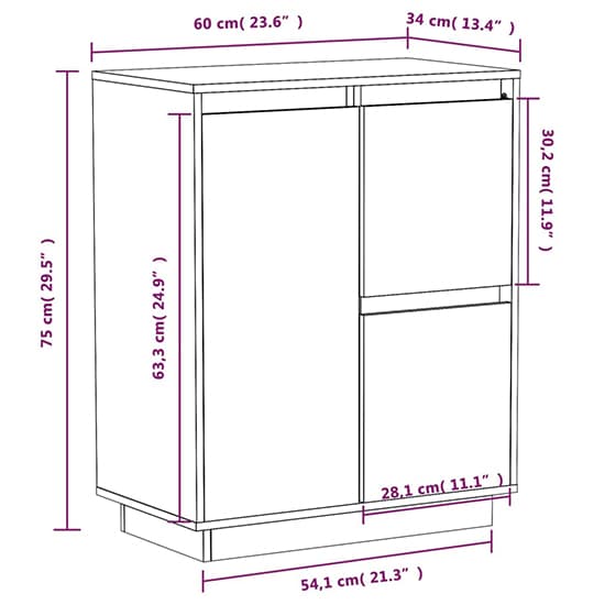 Galvin Pinewood Sideboard With 3 Doors In Black