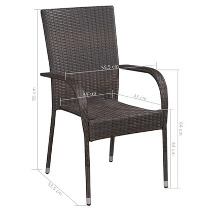 Garima Outdoor Brown Poly Rattan Dining Chairs In A Pair