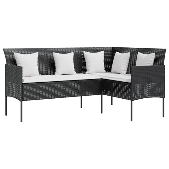 Gazit Poly Rattan L-Shaped Couch Sofa With Cushions In Black