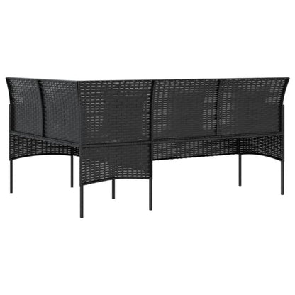 Gazit Poly Rattan L-Shaped Couch Sofa With Cushions In Black