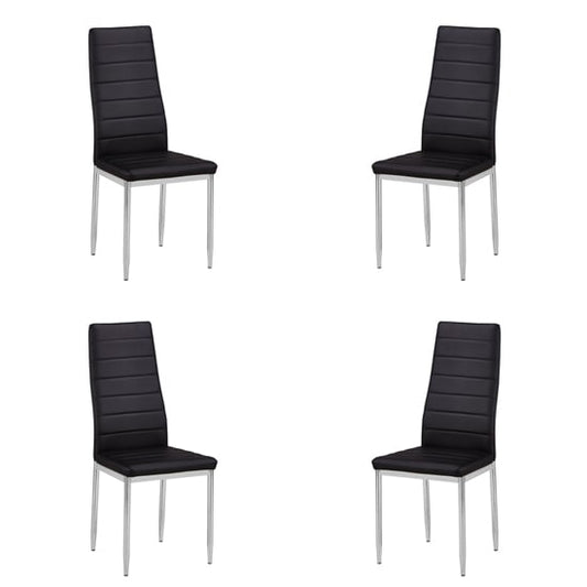 Gazit Set of 4 Faux Leather Dining Chairs In Black