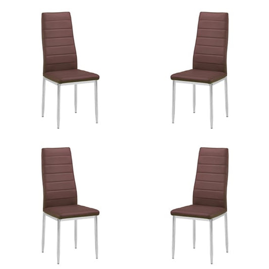 Gazit Set of 4 Faux Leather Dining Chairs In Brown