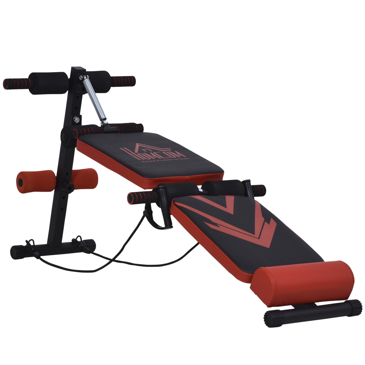 HOMCOM ultifunctional Sit Up Bench Foldable Fitness Equipment w/ Elastic Rope