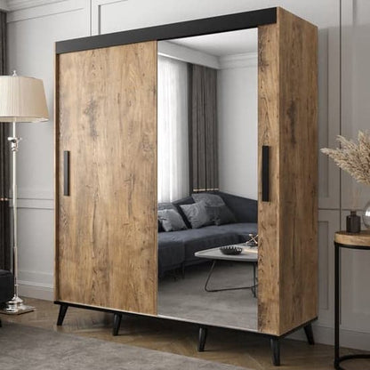 Chestnut 180cm Genoa II Mirrored Sliding Wardrobe with 2 Doors