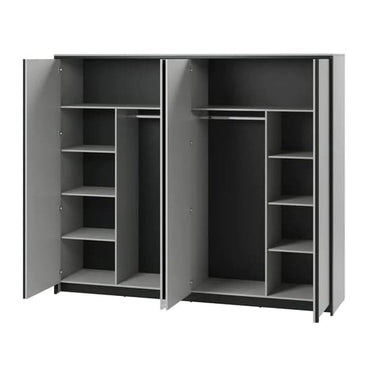 Genoa Mirrored Wardrobe With 4 Doors In Grey And LED