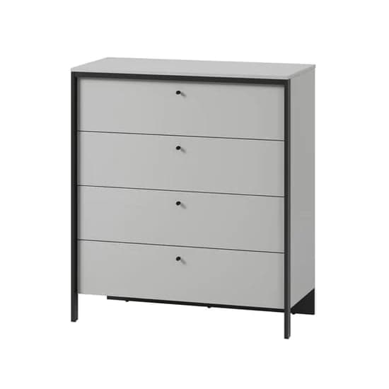 Genoa Wooden Chest Of 4 Drawers In Grey And LED