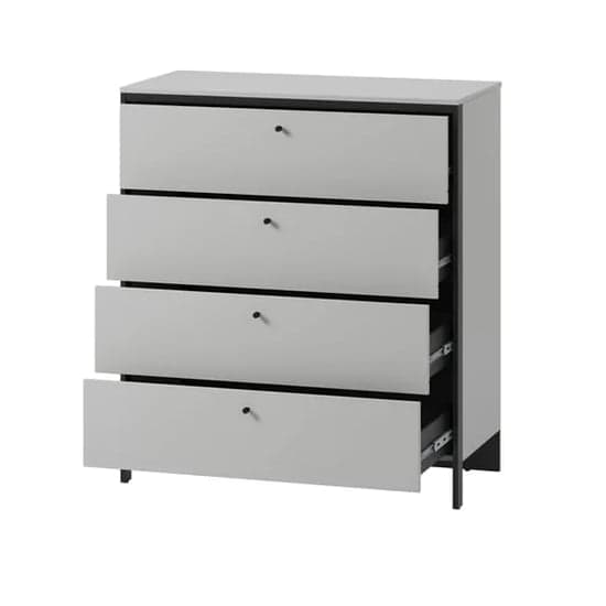 Genoa Wooden Chest Of 4 Drawers In Grey And LED