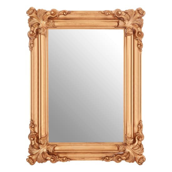 FURCO Georga Gold Framed Rectangular Wall Mirror for Bedroom and Living Room