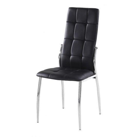 Modern Comfort Chester Set of 2 PU Dining Chairs with Chrome Frame - Black