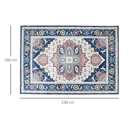 HOMCOM intage Rugs, Area Rugs Large Carpet for Living Room, Bedroom, Dining Room, 160x230 cm, Blue