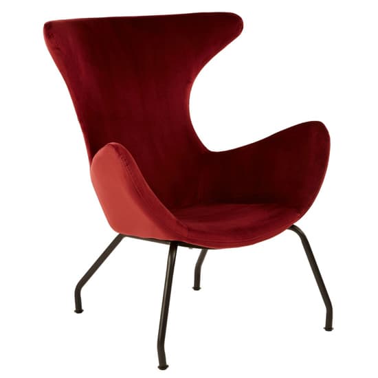 Red Velvet Armchair with Black Metal Legs for Living Room Comfort