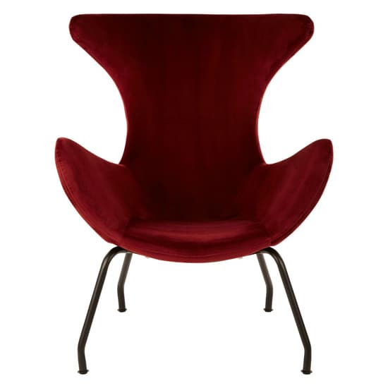 Red Velvet Armchair with Black Metal Legs for Living Room Comfort