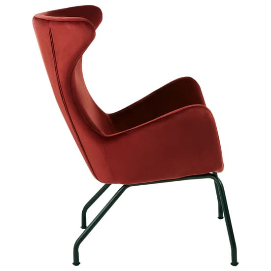 Red Velvet Armchair with Black Metal Legs for Living Room Comfort