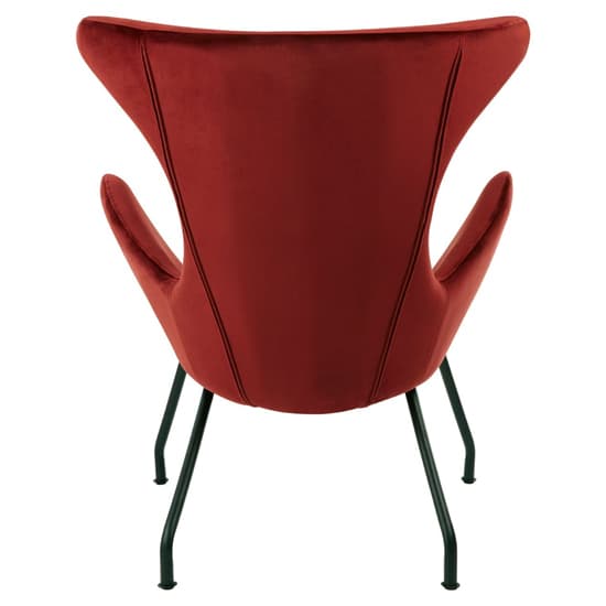 Red Velvet Armchair with Black Metal Legs for Living Room Comfort