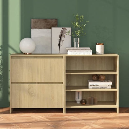 Gilon Wooden Sideboard With 4 Doors 2 Shelves In Sonoma Oak