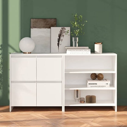 Gilon Wooden Sideboard With 4 Doors 2 Shelves In White